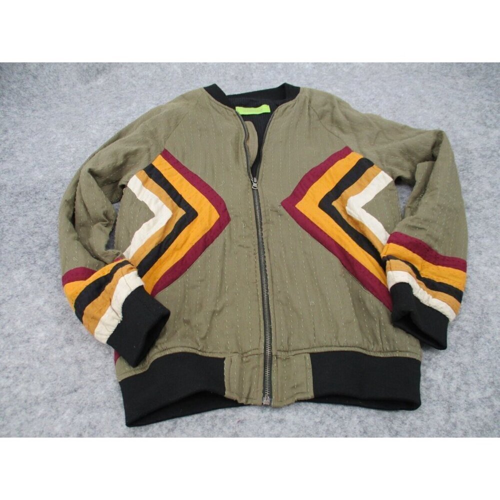 Rapsodia Womens Jacket Small Abstract Boho Green Orange Zipper Long Sleeves - Picture 3 of 16